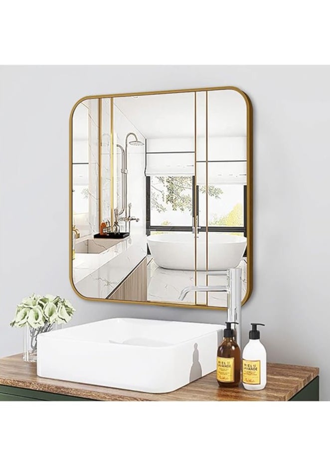 Bathroom Mirror Full Length Mirror Wall Mounted Mirror Makeup Mirror Dressing Mirror Frame Mirror for Bathroom Living Room Bedroom (60*60CM)  - Image 1
