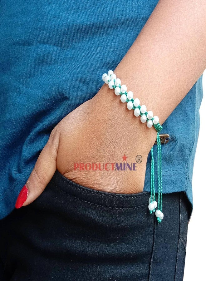 PRODUCTMINE سوار معصم قابل للتعديل مصنوع يدويًا من PRODUCTMINE®، سوار صداقة للنساء، لطيف على البشرة - أخضر - Image 5