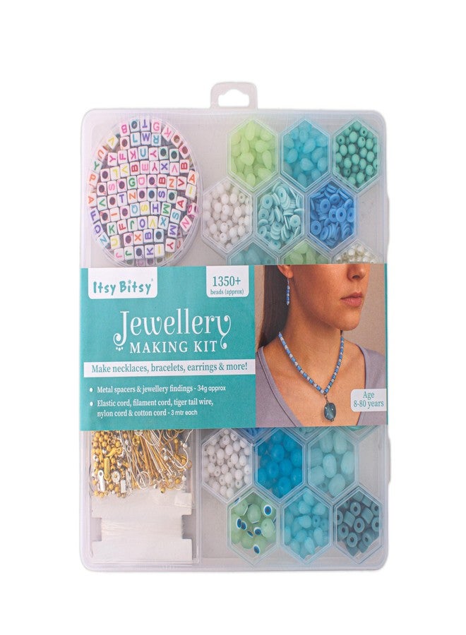 itsy-bitsy Itsy Bitsy My Beads Studio Jewellery Making Kit Aqua Foam Assorted Craft Beads Organised Box DIY Bracelet Set, Jewellery Making kit DIY Beads Craft Set - Image 1