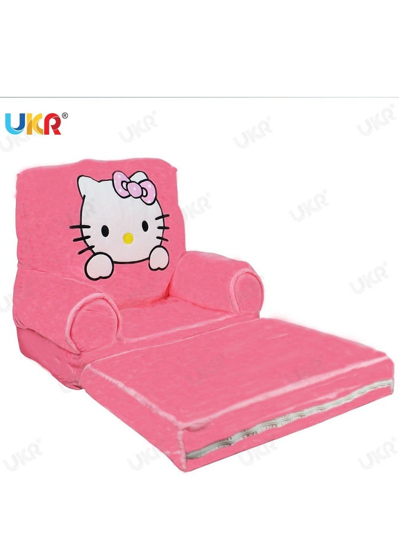 UKR Foldable Hello Kitty Plush Armchair for Kids – Soft & Cozy Seat for Playrooms and Bedrooms | Cute Hello Kitty Design Kids Chair | Comfortable & Stylish Toddler Armchair for Girls  - Image 3