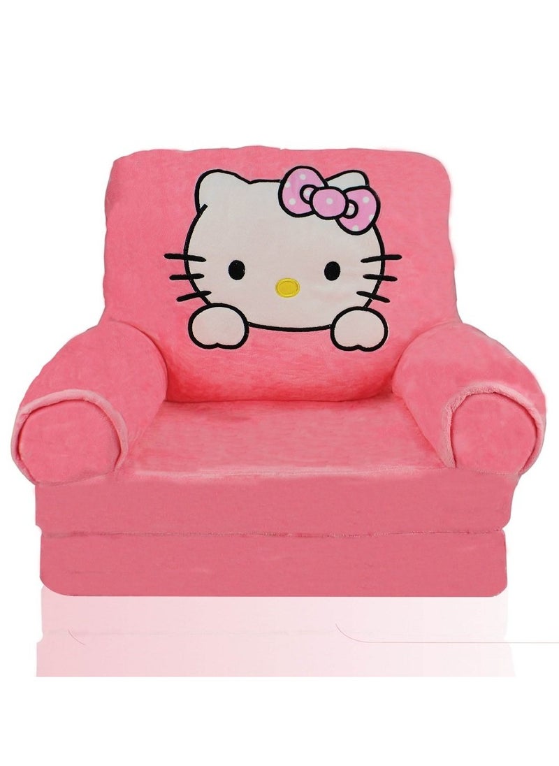 UKR Foldable Hello Kitty Plush Armchair for Kids – Soft & Cozy Seat for Playrooms and Bedrooms | Cute Hello Kitty Design Kids Chair | Comfortable & Stylish Toddler Armchair for Girls  - Image 1