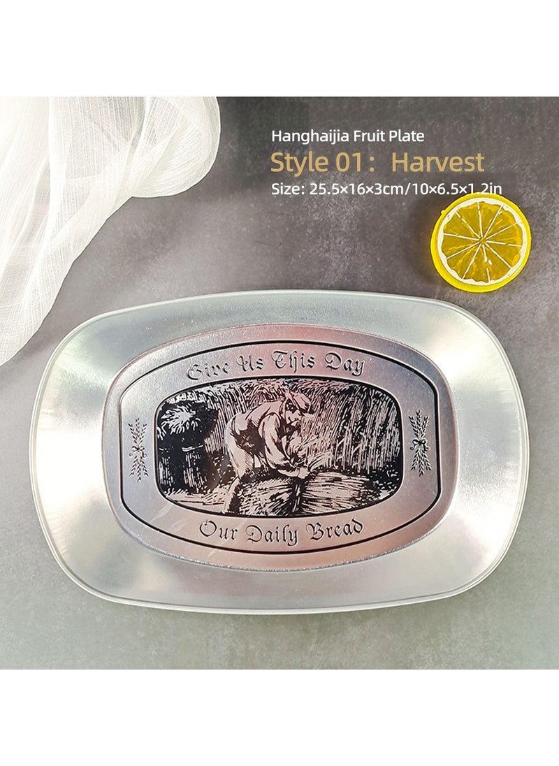 Hanghaijia Tinplate Outdoor Products Camping Tableware, Home Kitchen Fruit Dried Fruit Food Vegetable Storage Tray Fruit Bowls  - Image 2