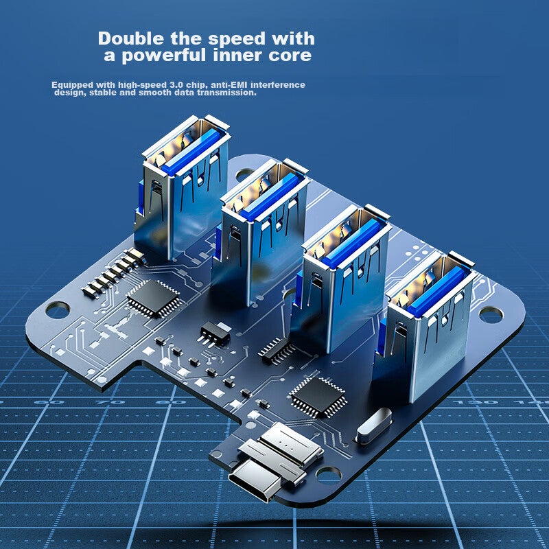 SAMZHE USB Hub Splitter, 3.0 High-Speed 4-Port HUB Expansion Dock, Laptop One-To Converter Extension Cable Interface, 0.5 Meter HUB04 - Image 4