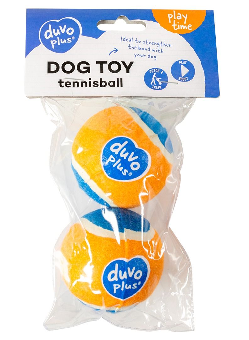 duvo Plus 2pcs Tennisball Toy For dogs Orange/Blue 6CM - Image 2