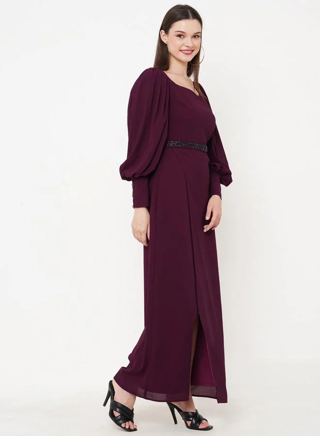 Mish Mish Sweetheart Neck Embellished Waistband Maxi Dress