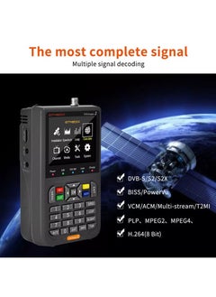 جي تي ميديا جهاز قياس إشارة الأقمار الصناعية الرقمية FTA DVB-S/S2/S2X، جهاز استقبال وقياس الإشارة، شاشة LCD مقاس 3.5 بوصة لضبط طبق التلفزيون الفضائي مع حقيبة ظهر (رمادي)  - Image 2