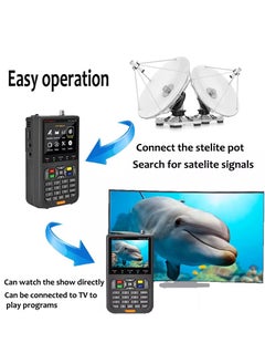 جي تي ميديا جهاز قياس إشارة الأقمار الصناعية الرقمية FTA DVB-S/S2/S2X، جهاز استقبال وقياس الإشارة، شاشة LCD مقاس 3.5 بوصة لضبط طبق التلفزيون الفضائي مع حقيبة ظهر (رمادي)  - Image 5