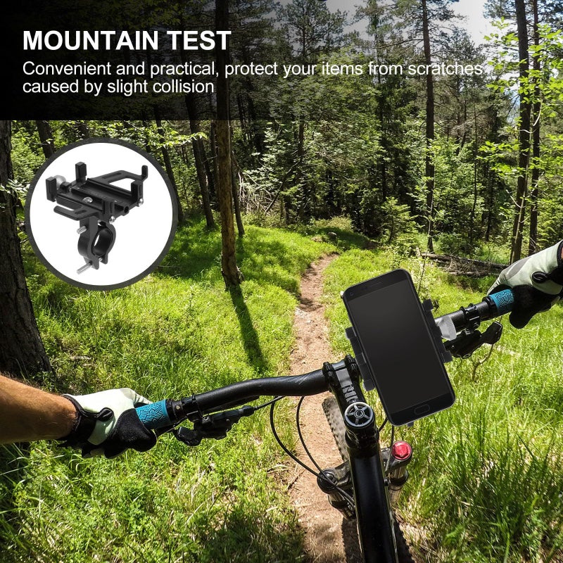 Bike Phone Bracket Aluminum Alloy Handlebar Mount AntiShake Universal Support Black - Image 5