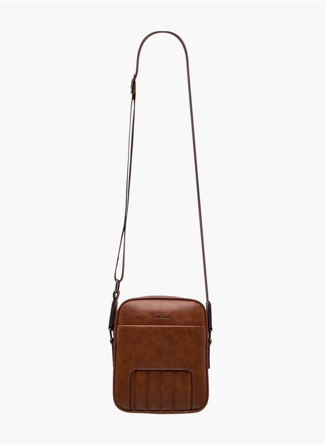 DUCHINI Men's Textured Crossbody Bag with Adjustable Strap and Zip Closure  - Image 2