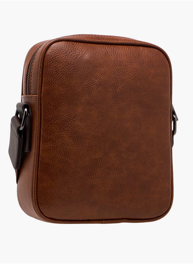 DUCHINI Men's Textured Crossbody Bag with Adjustable Strap and Zip Closure  - Image 3