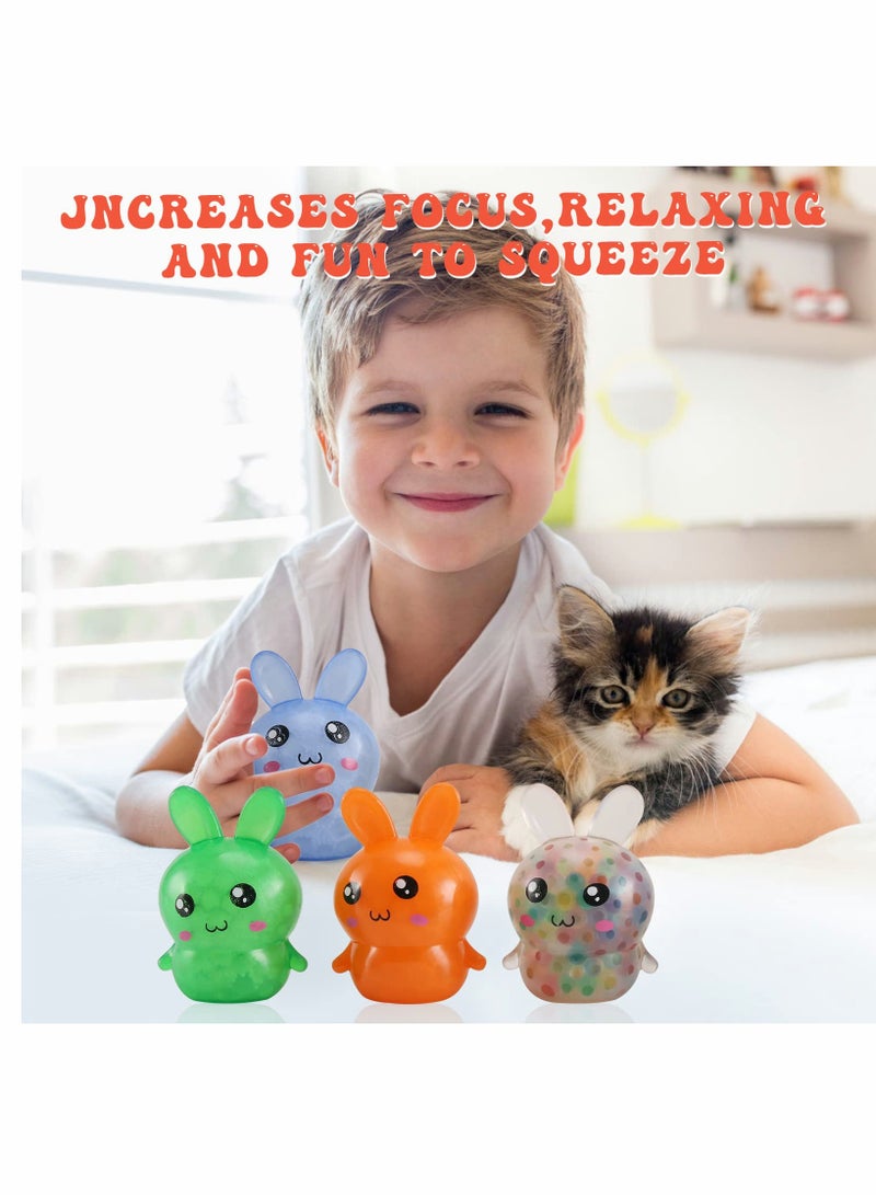 SYOSI Stress Balls Toy Sensory Balls 4 Pack Bunny Stress Balls Toy for Kids Girls Rabbit Sensory Balls Relief Hand Fidget Toys Filled with Water Beads to Relax Party Favor for Children - Image 3
