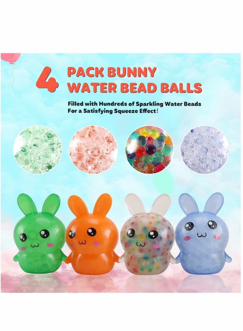 SYOSI Stress Balls Toy Sensory Balls 4 Pack Bunny Stress Balls Toy for Kids Girls Rabbit Sensory Balls Relief Hand Fidget Toys Filled with Water Beads to Relax Party Favor for Children - Image 5