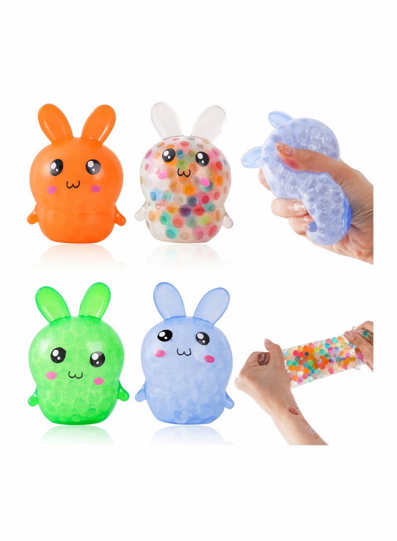 SYOSI Stress Balls Toy Sensory Balls 4 Pack Bunny Stress Balls Toy for Kids Girls Rabbit Sensory Balls Relief Hand Fidget Toys Filled with Water Beads to Relax Party Favor for Children - Image 1