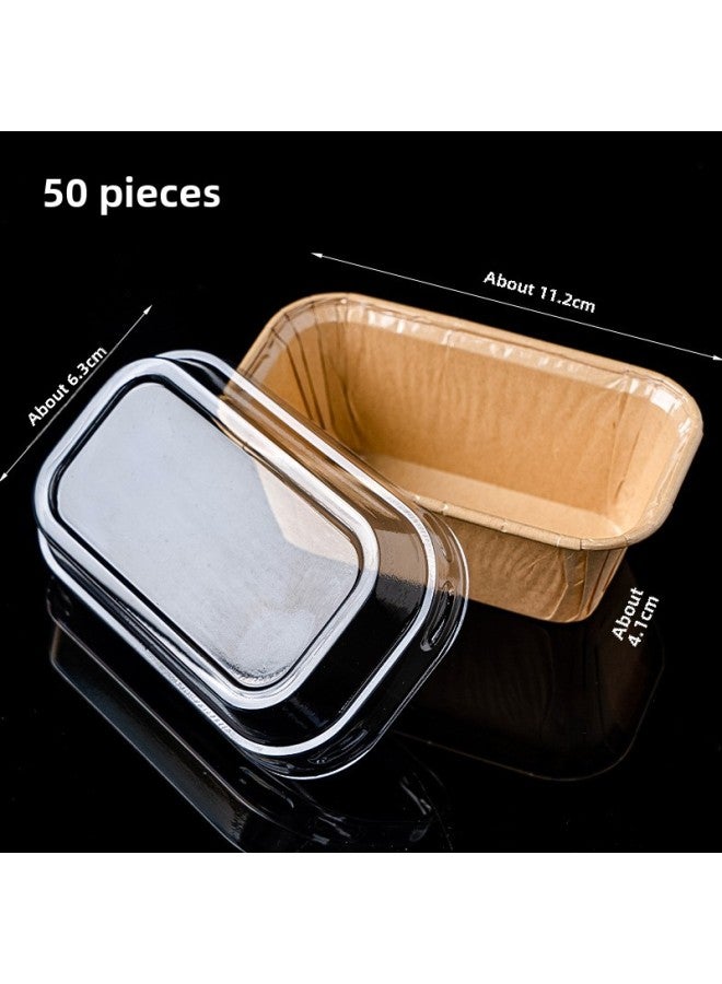 Kraft Paper Cup Disposable Food Grade High Temperature Oven Mafen Cup Round Chiffon Cake Paper Holder Cup-Specifications:Rolled Cup Rectangular Bottom Bracket Cowhide Color 50 Pieces - Image 1