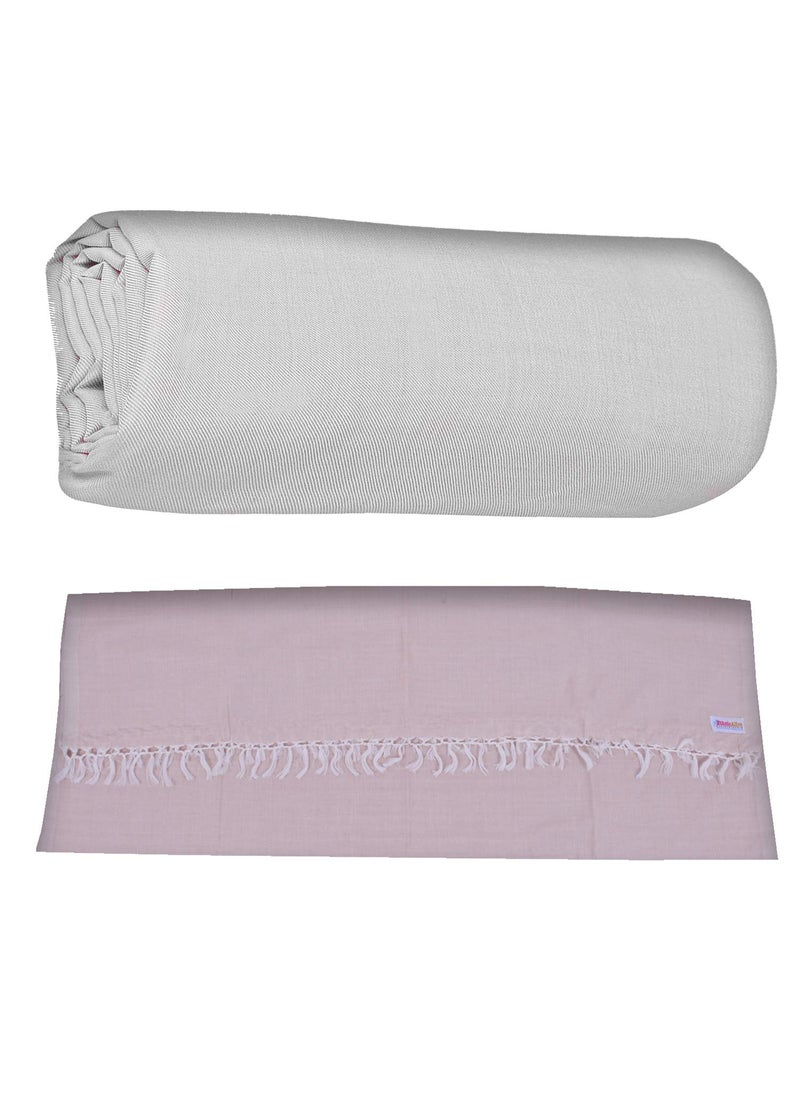 EthnicAlive EthnicAlive Bhagalpuri Handloom Organic Pure Soft Cotton AndiDull ChadarShawl Comforter Silky Touch Exclusive White and Normal Steel Colour Combo Pack of 2 Size 220x125cm  - Image 2