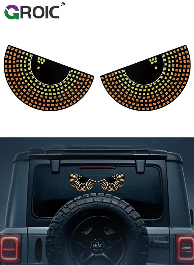 GROIC Devil Eyes Light for Cars, Blinking Dynamic LED for Car Truck Windshield, Animated Glowing Car Eye Light for Windshield, Rear Window Light for Car, Store, Party (Yellow White Semicircle 1 Pair)  - Image 1
