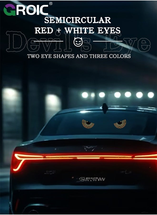 GROIC Devil Eyes Light for Cars, Blinking Dynamic LED for Car Truck Windshield, Animated Glowing Car Eye Light for Windshield, Rear Window Light for Car, Store, Party (Yellow White Semicircle 1 Pair)  - Image 4