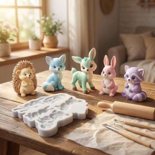 TAOXIBEI Animal Polymer Clay Mold Squirrel Fox Bear Silicone Molds for DIY Crafts Air Dry Plaster Polymer Clay Epoxy Resin Casting Jewelry Making - Image 5