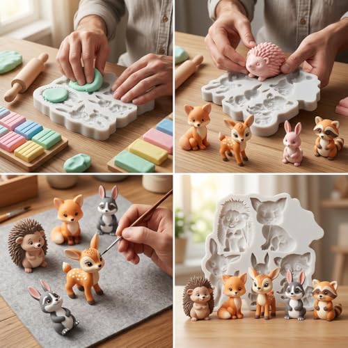 TAOXIBEI Animal Polymer Clay Mold Squirrel Fox Bear Silicone Molds for DIY Crafts Air Dry Plaster Polymer Clay Epoxy Resin Casting Jewelry Making - Image 4