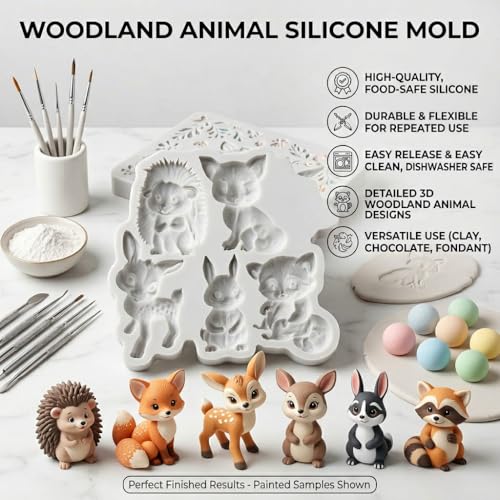 TAOXIBEI Animal Polymer Clay Mold Squirrel Fox Bear Silicone Molds for DIY Crafts Air Dry Plaster Polymer Clay Epoxy Resin Casting Jewelry Making - Image 3