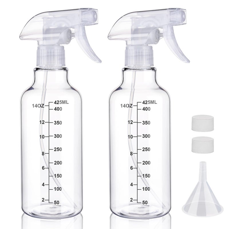 Hethyo Plastic Spray Bottle 16.9oz Empty Spray Bottles Refillable Container Trigger Sprayer for Cleaning Solutions, Water, Plants, Pet, Essential Oils, Hair, 2 Pack (Clear-scale) - Image 1