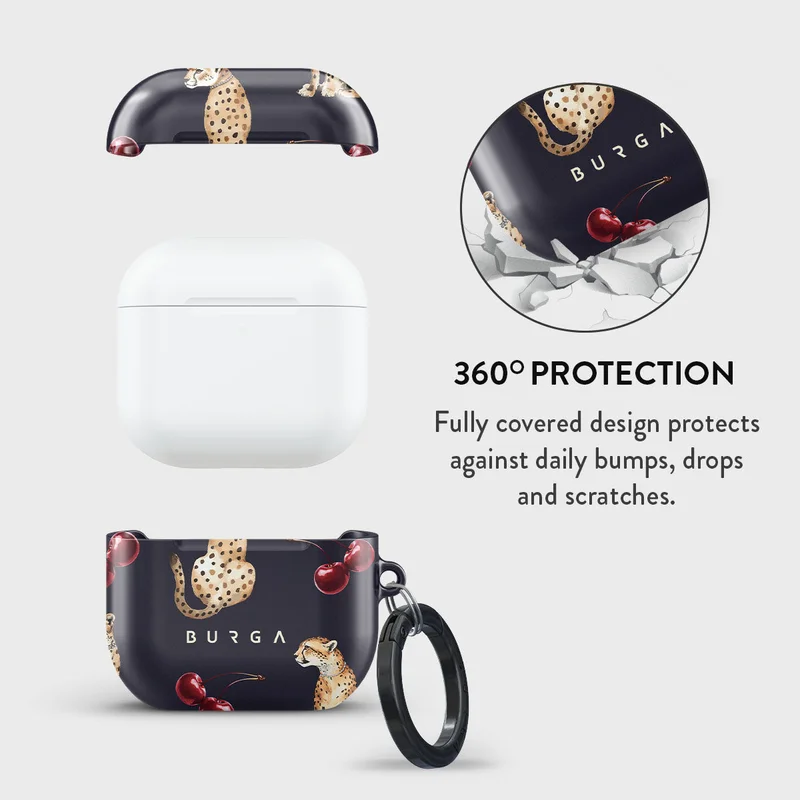 بورجا جراب حماية أنيق من بورجا لهواتف آيربودز  كوجر مع إمكانية رؤية الشحن ومقاوم للخدش والصدمات