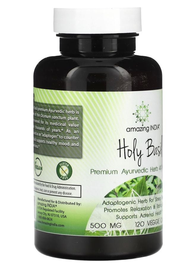 Amazing India Holy Basil 500 mg 120 Veggie Capsules - Image 2
