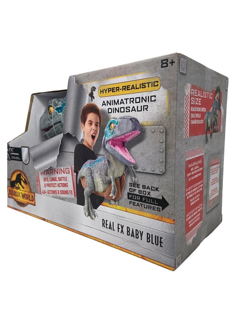 JURASSIC WORLD - Jurassic World REAL FX Baby Blue Dinosaur Toy | Hyper-Realistic Animatronic with Life-Like Movements & Real Movie Sounds | Official Jurassic World Dominion Toy | Ages 8+ - Image 1