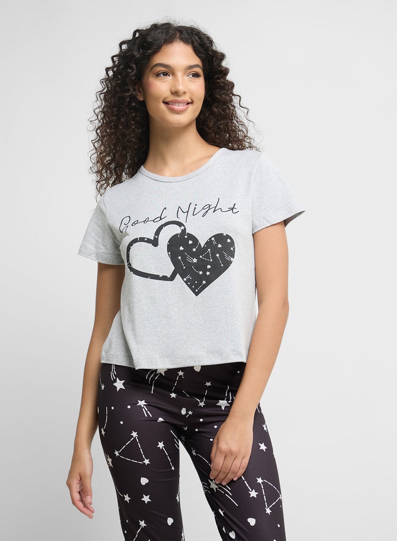 Ginger Heart Print T-Shirt & Pyjama Set  - Image 3