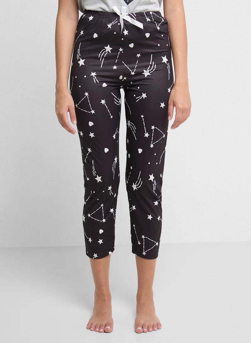 Ginger Heart Print T-Shirt & Pyjama Set