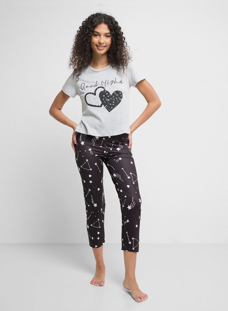 Ginger Heart Print T-Shirt & Pyjama Set  - Image 1