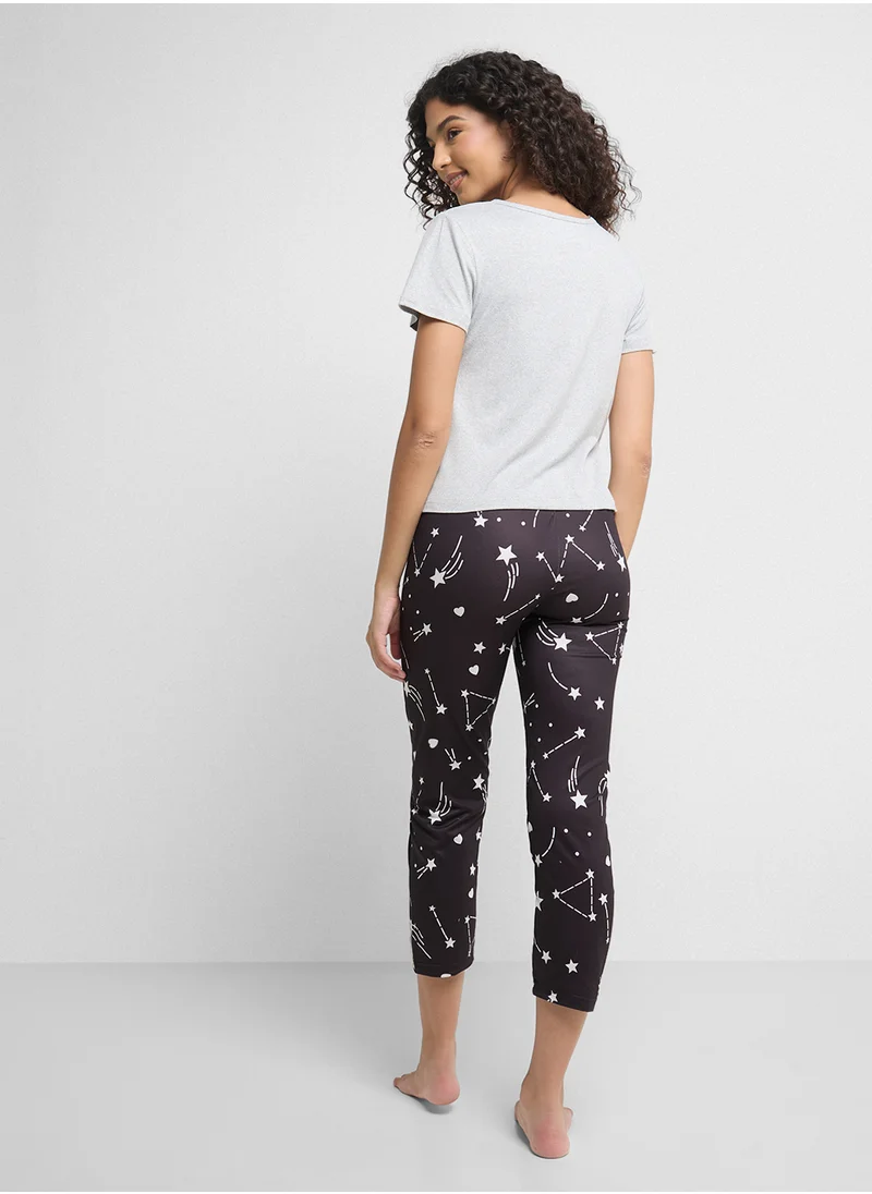 Ginger Heart Print T-Shirt & Pyjama Set