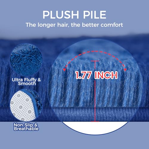 Fairblink Ultra Soft Rug for Living Room, 5X8 Fluffy Shag Area Rug for Bedroom, Modern Shaggy Carpets Fuzzy Rug for Teens Dorm Nursery Home Decor Aesthetic, Upgrade Anti-Skid Durable, Blue - Image 5