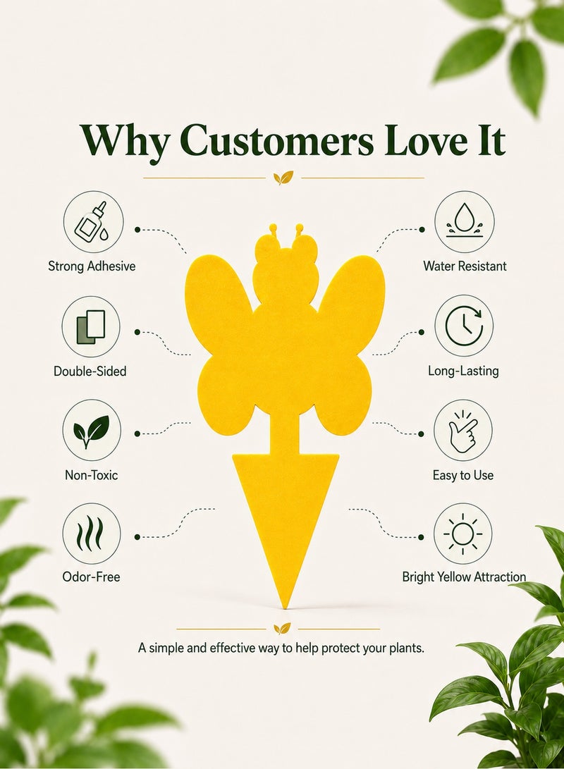 yumee 50 Pack Yellow Sticky Bug Traps, Self-Adhesive Insect Catchers for Indoor Outdoor Plants, Chemical-Free Flying Insect Traps for Houseplants & Garden, Weather-Resistant - Image 3