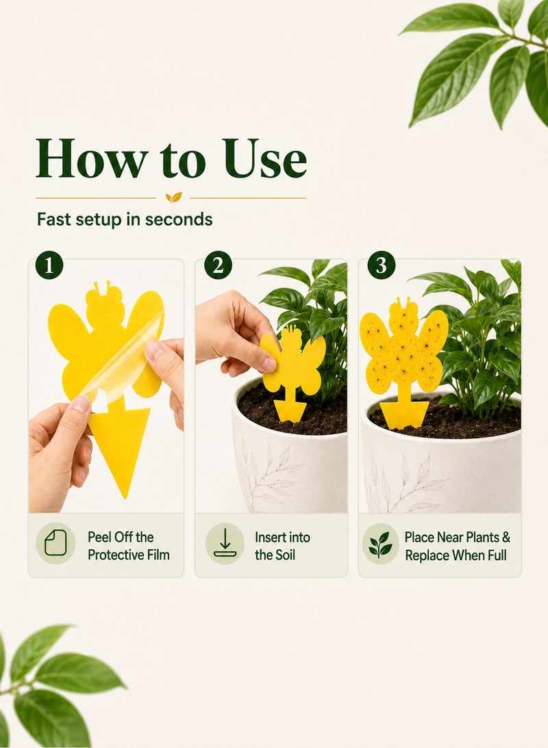 yumee 50 Pack Yellow Sticky Bug Traps, Self-Adhesive Insect Catchers for Indoor Outdoor Plants, Chemical-Free Flying Insect Traps for Houseplants & Garden, Weather-Resistant - Image 4