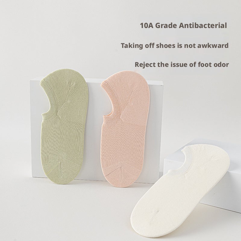Women's Summer Thin Cotton No-Show Socks, Antibacterial, Anti-Slip - Image 1