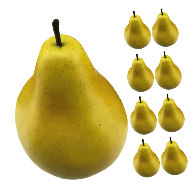 Lifelike Artificial Pears 9 Piece Yellow Faux Fruit Decor For Home Kitchen Party Props - Image 2
