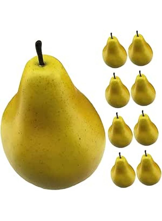 Lifelike Artificial Pears 9 Piece Yellow Faux Fruit Decor For Home Kitchen Party Props - Image 1