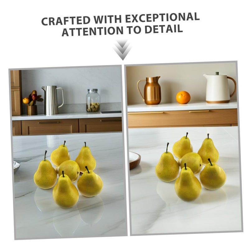 Lifelike Artificial Pears 9 Piece Yellow Faux Fruit Decor For Home Kitchen Party Props - Image 4
