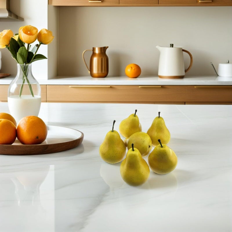 Lifelike Artificial Pears 9 Piece Yellow Faux Fruit Decor For Home Kitchen Party Props - Image 5