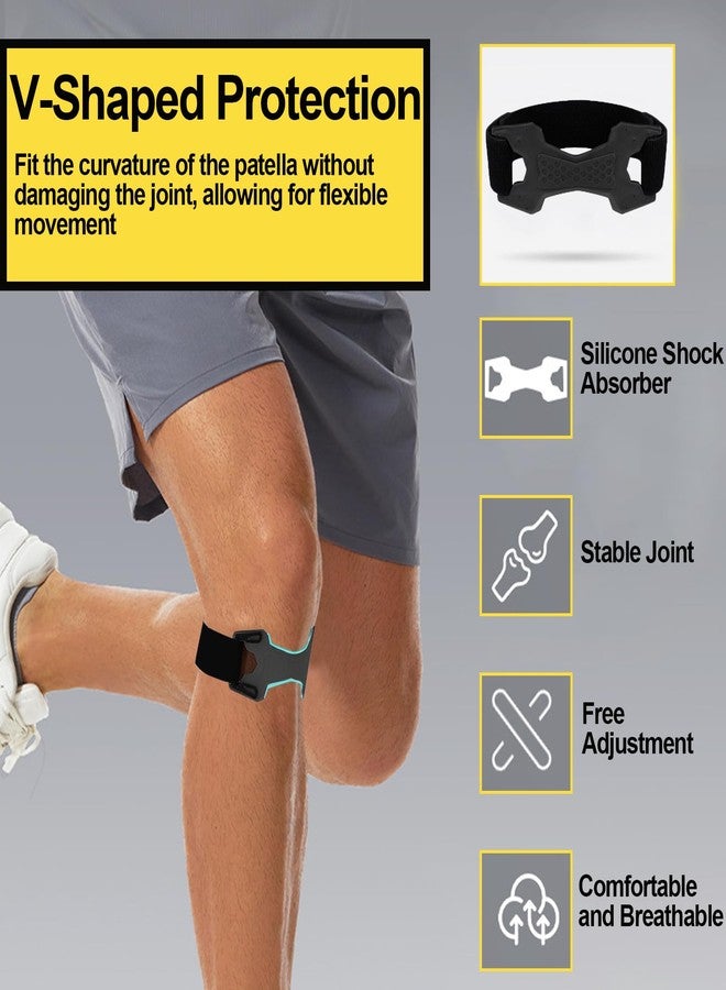 FVVWVV 2 Pack Patellar Tendon Support Strap,Adjustable Silicone Patella Knee Strap for Knee Pain Relief,Knee Bands for Basketball, Tendonitis, Running, Tennis, Jumpers, Squats(Black) - Image 3