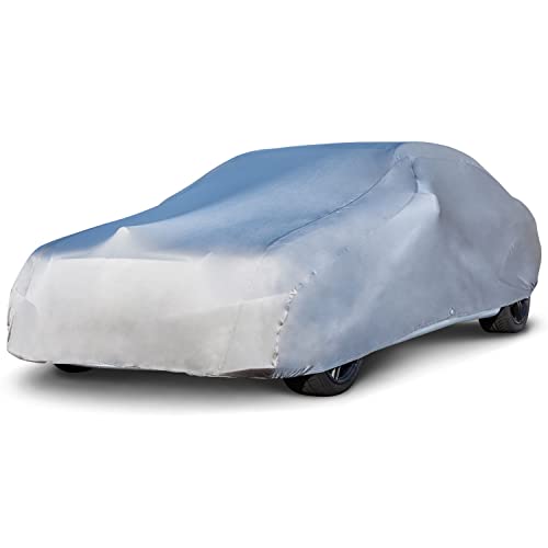 Budge Indoor Stretch Car Cover, Luxury Indoor Protection, Soft Inner Lining, Breathable, Dustproof, Car Cover fits Cars up to 170", Gray, Size 2: Fits up to 14'2" - Image 1