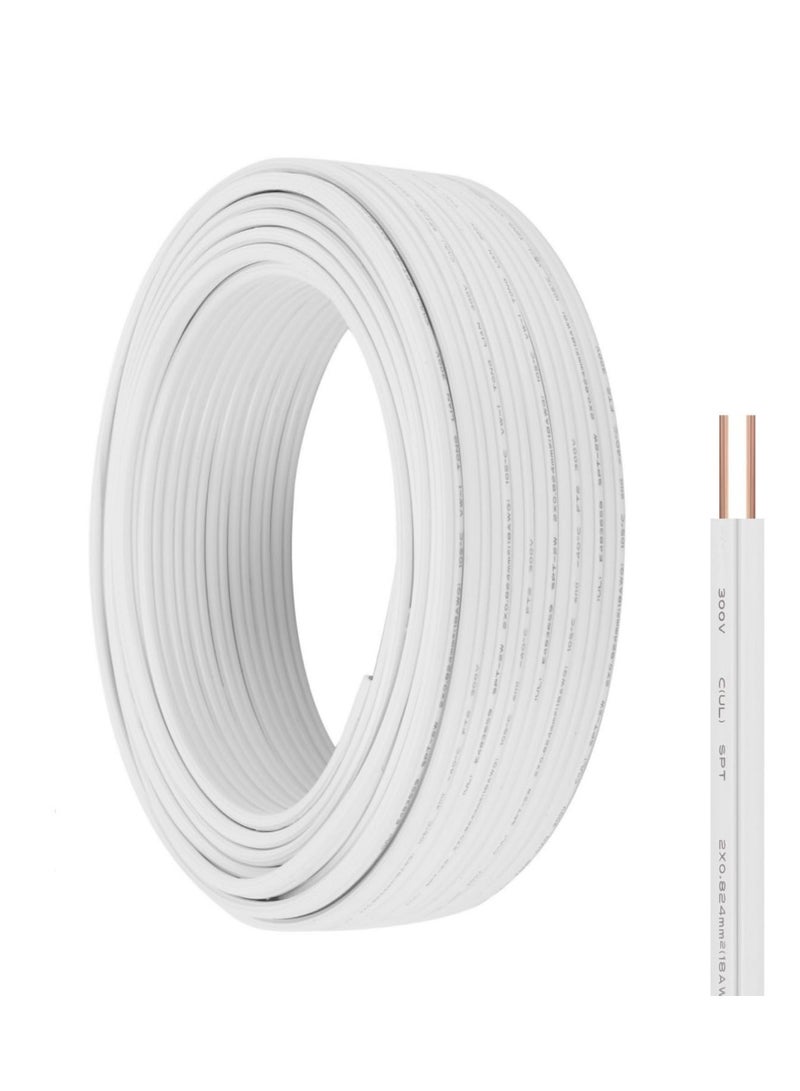 Duravel Duravel Electrical Cable Wire, 2-Core Copper, White PVC Insulated Twin Flexible Copper Cable for Extension Power Wire Home Small Electrical Wiring (WHITE-0.75MM, 50 METER)  - Image 1