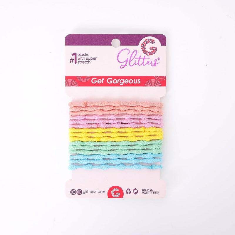 Glitters رباطات شعر جليتر العصرية الأنيقة المرنة الجذابة بطبعة باستيل للأطفال والفتيات (مجموعة من 15) - Image 1