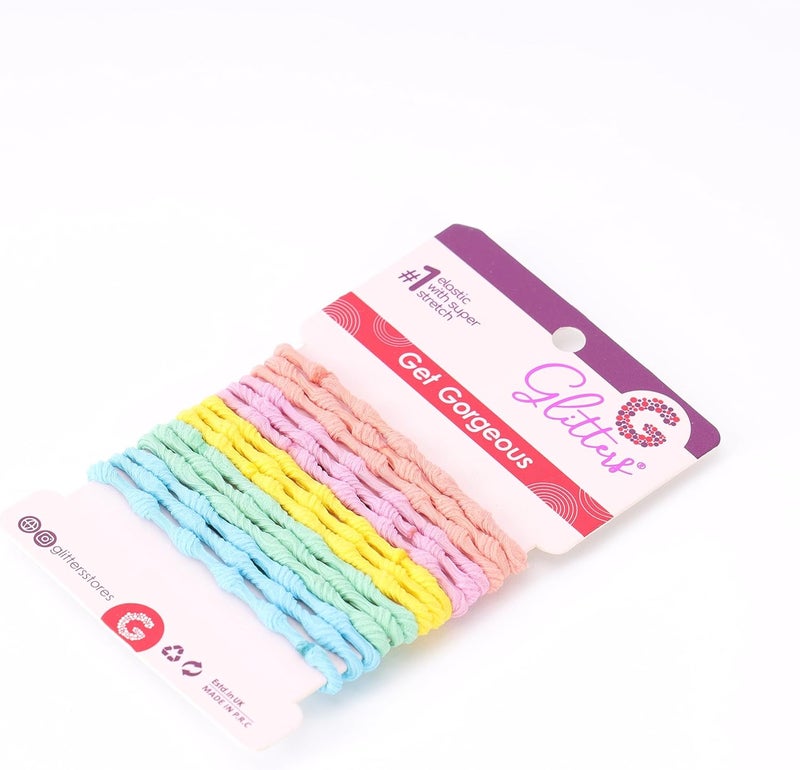 Glitters رباطات شعر جليتر العصرية الأنيقة المرنة الجذابة بطبعة باستيل للأطفال والفتيات (مجموعة من 15) - Image 2