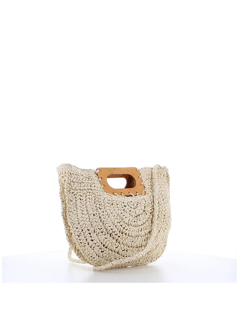 Marina Galanti  Marina Galanti Women's Bortigali Wooden-Handle Straw-Effect Handbag - Off White for Women | Best Price UAE