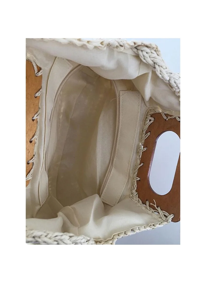 Marina Galanti  Marina Galanti Women's Bortigali Wooden-Handle Straw-Effect Handbag - Off White for Women | Best Price UAE