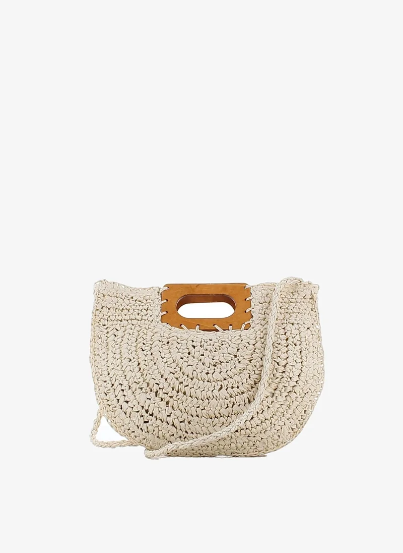 Marina Galanti Marina Galanti Women's Bortigali Wooden-Handle Straw-Effect Handbag - Off White