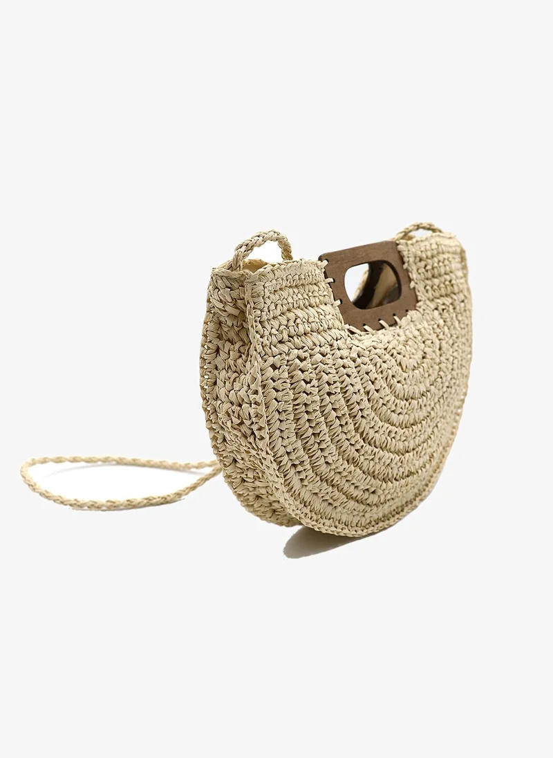 Marina Galanti Marina Galanti Women's Bortigali Wooden-Handle Straw-Effect Handbag - Off White