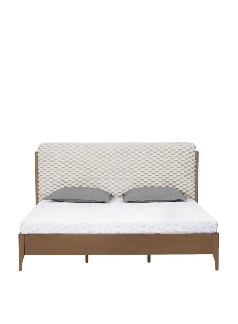 ROYALOAK Milan Italian King Bed, Upholstered Headboard, Patterned Design, Center Support, Sturdy Wooden Frame, Modern Durable Bed - Image 2